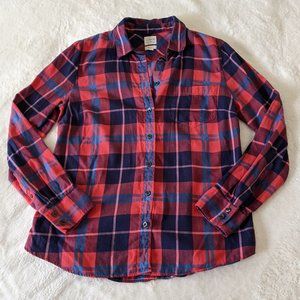J. Crew Factory Plaid 100% Cotton Perfect Fit Top
